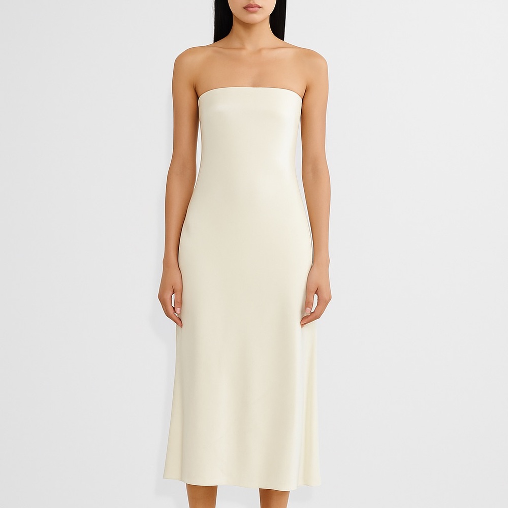 Aritzia - Charmaine Satin Midi Dress - Birch